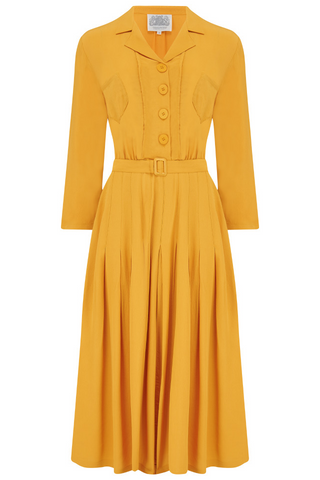 Lucille shirt dress CC41 in Mustard Yellow, Classic 1940s True Vintage Style By The Seamstress of Bloomsbury