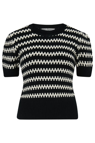 The "Vera" Short Sleeve Pullover Jumper in Black, Classic 1940s & 50s Vintage Style