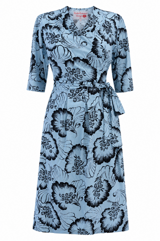 The "Vivien" Full Wrap Dress in Midnight Waltz, 1940s Style