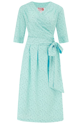 The "Vivien" Full Wrap Dress in Atomic Stitch Print, True 1950s Style