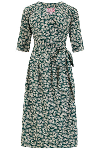The "Vivien" Full Wrap Dress in Green Whisp, True 1940s To Early 1950s Style - CC41, Goodwood Revival, Twinwood Festival, Viva Las Vegas Rockabilly Weekend Rock n Romance Rock n Romance