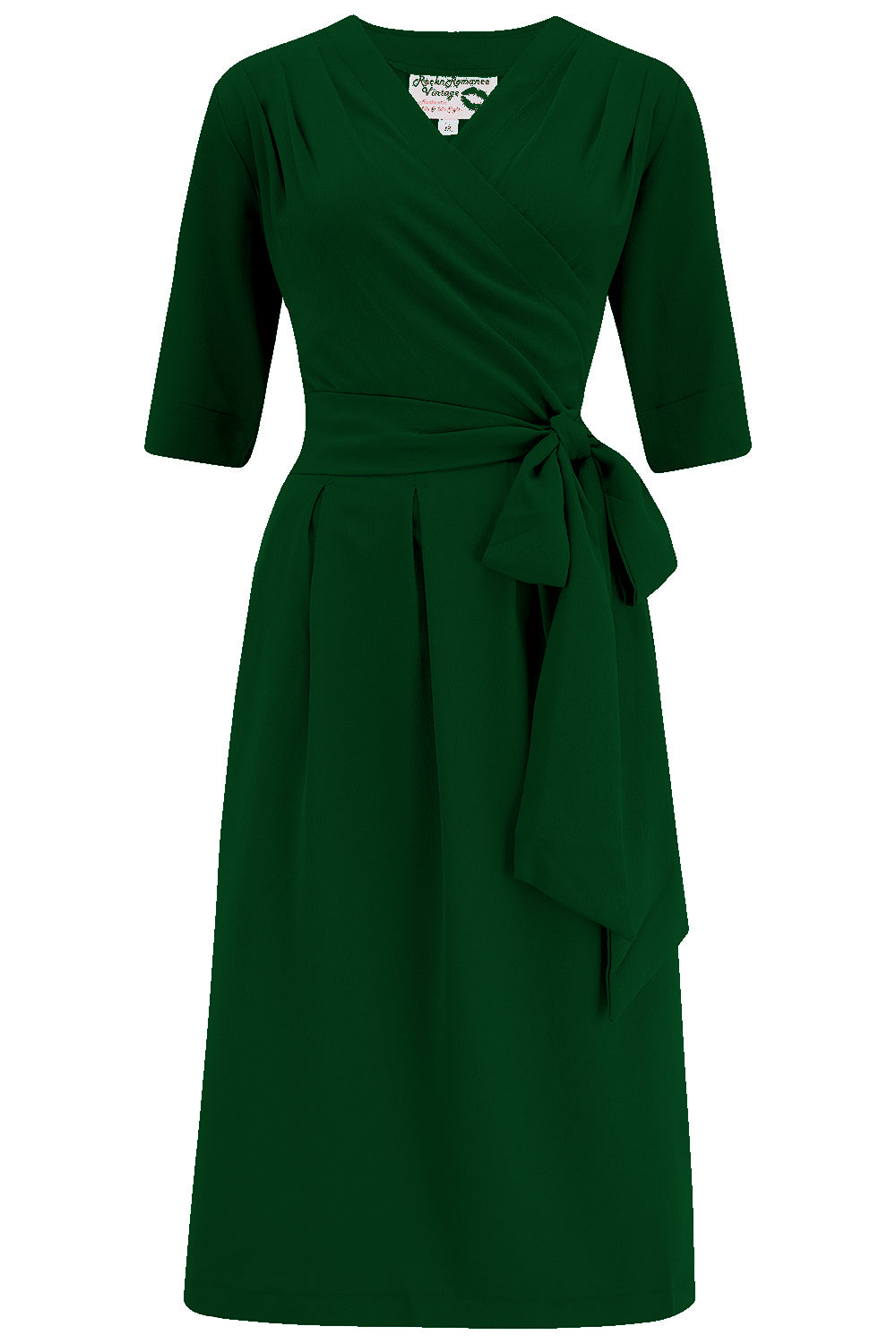 The "Vivien" Full Wrap Dress in Green, True 1940s To Early 1950s Style Rock n Romance The "Vivien" Full Wrap Dress in Green, True 1940s To Early 1950s Style Rock n Romance