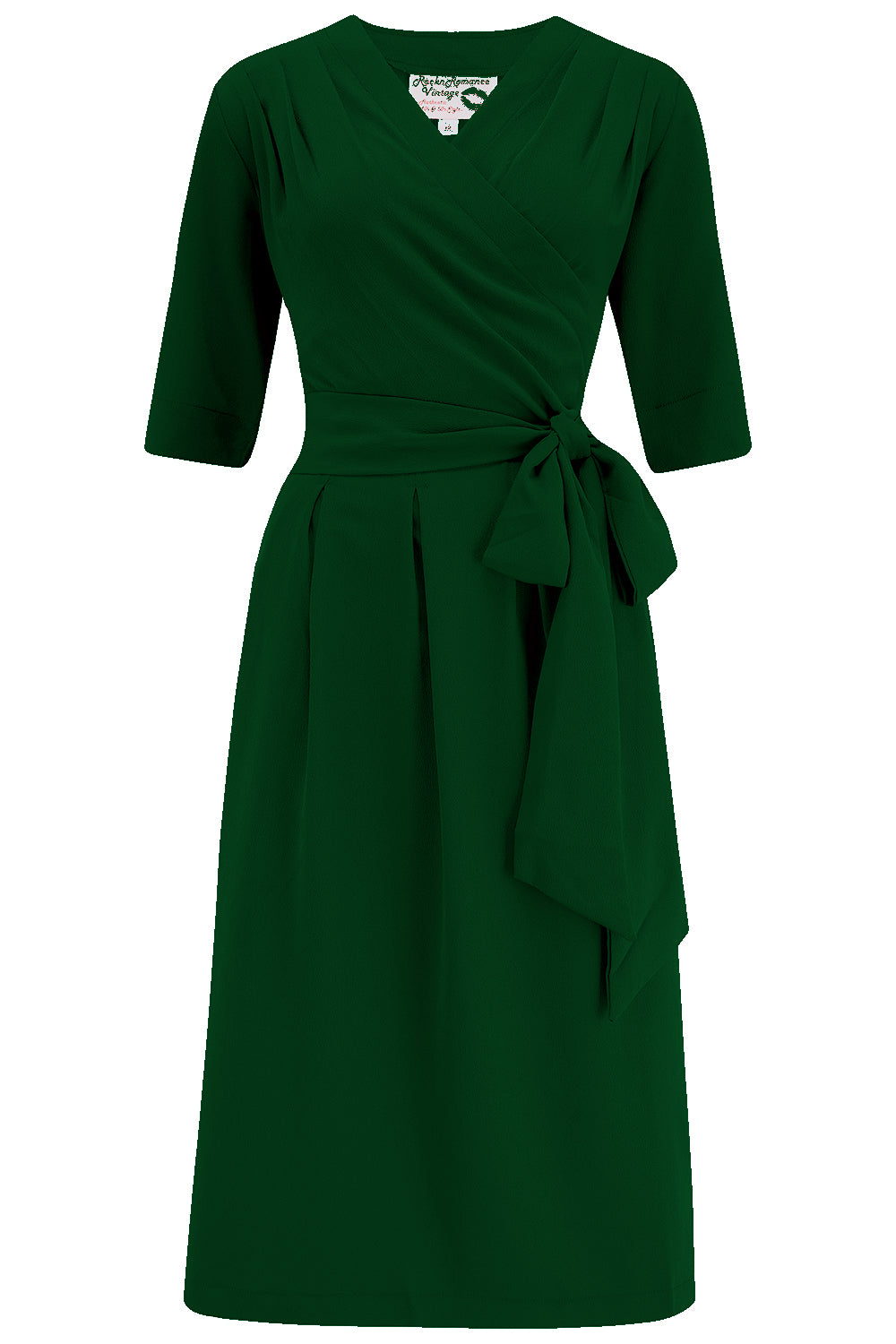 The "Vivien" Full Wrap Dress in Green, True 1940s To Early 1950s Style