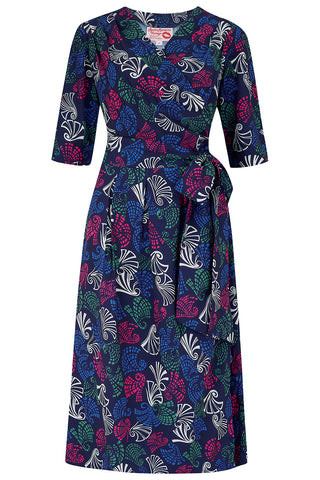 The "Vivien" Full Wrap Dress in Jamboree Print, True 1940s To Early 1950s Style