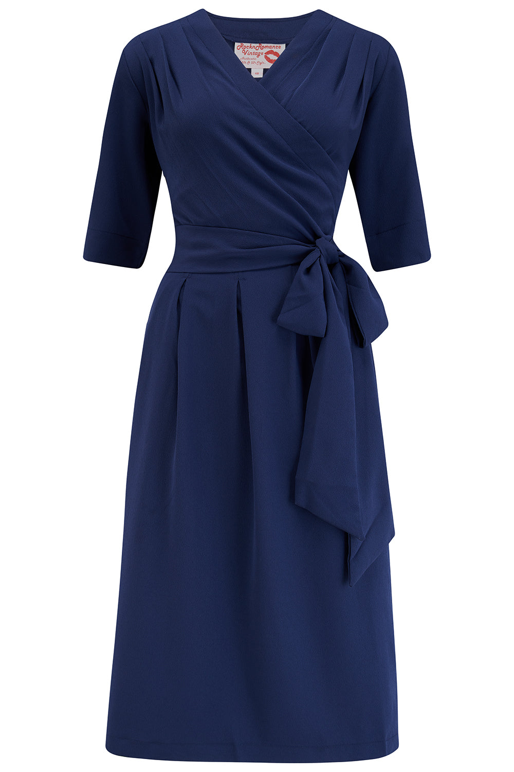 The "Vivien" Full Wrap Dress in Navy, True 1940s To Early 1950s Style