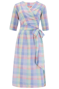 The "Vivien" Full Wrap Dress in Summer Check, True 1940s To Early 1950s Style