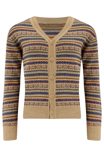 Fair Isle Cardigan, Stunning 1940s True Vintage Style, By