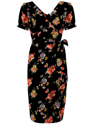 *Make Do & Mend* Sample Sale "Lilian" Sarong Dress in Black Mayflower Size 8 .. PLEASE READ FULL DESCRIPTION ..