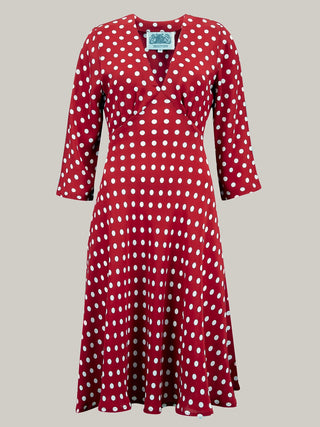 *Make Do & Mend* Sample Sale "Lois" Dress in Wine Polka Size 8 .. PLEASE READ FULL DESCRIPTION ..