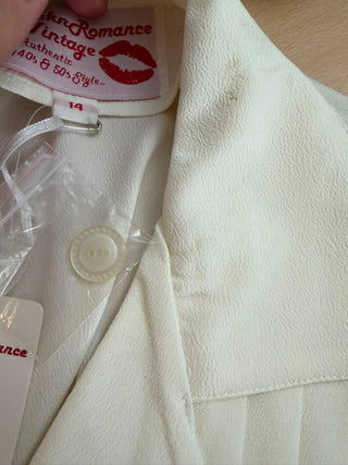 *Make Do & Mend* Sample Sale "Polly" Long Sleeve Blouse in Antique White Size 14 .. PLEASE READ FULL DESCRIPTION ..