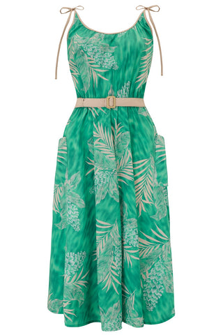 *Make Do & Mend* Sample Sale "Suzy" Dress in Emerald Palm Print (No Contrast belt or straps) Size 12   .. PLEASE READ FULL DESCRIPTION ..