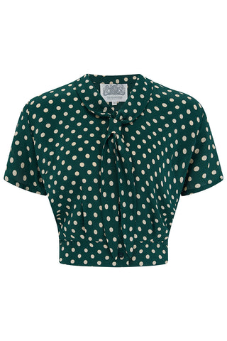 The "Bonnie" Short Sleeve Blouse in Green Polka by The Seamstress of Bloomsbury, Classic 1940s Vintage Inspired Style (Copy) (Copy)
