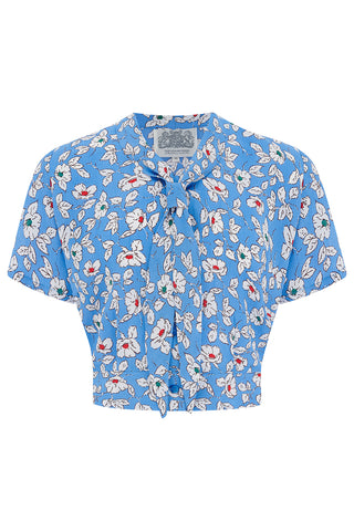 The "Bonnie" Short Sleeve Blouse Palace Blue Pansy by The Seamstress of Bloomsbury, Classic 1940s Vintage Inspired Style (Copy)