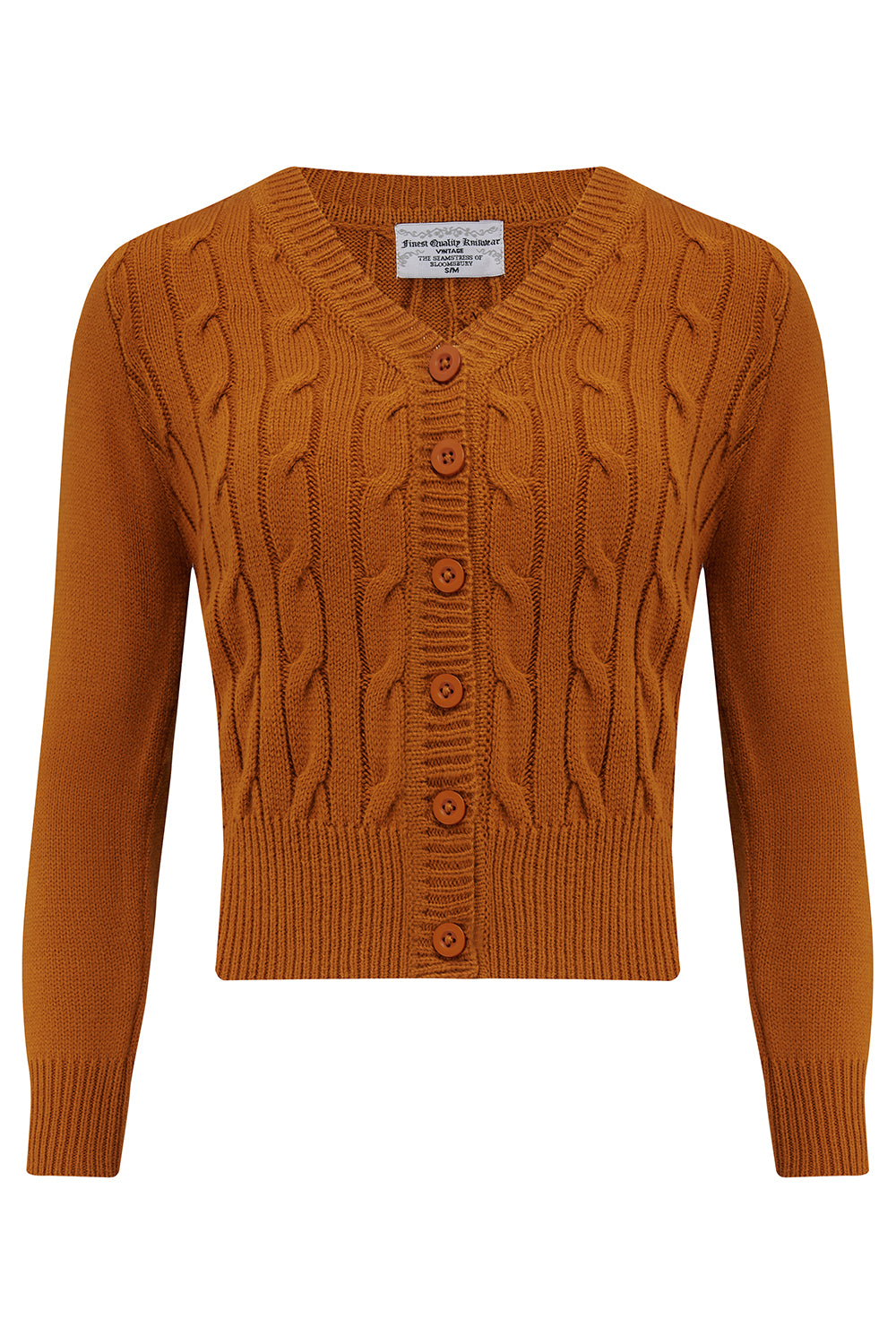 Classic Open Front Long Sleeve Ginger Fisherman Cable Knit Cardigan