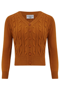 Cable Knit Cardigan in Ginger, Stunning 1940s True Vintage Style