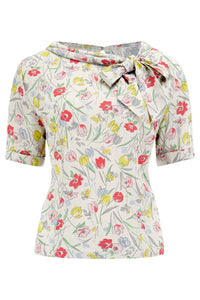 Cindy Blouse In Poppy Print, Classic 1940s Vintage Inspired Style