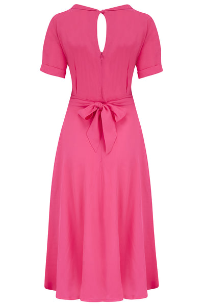 Cindy Dress in Raspberry by The Seamstress Of Bloomsbury, Classic 1940s Vintage Inspired Style