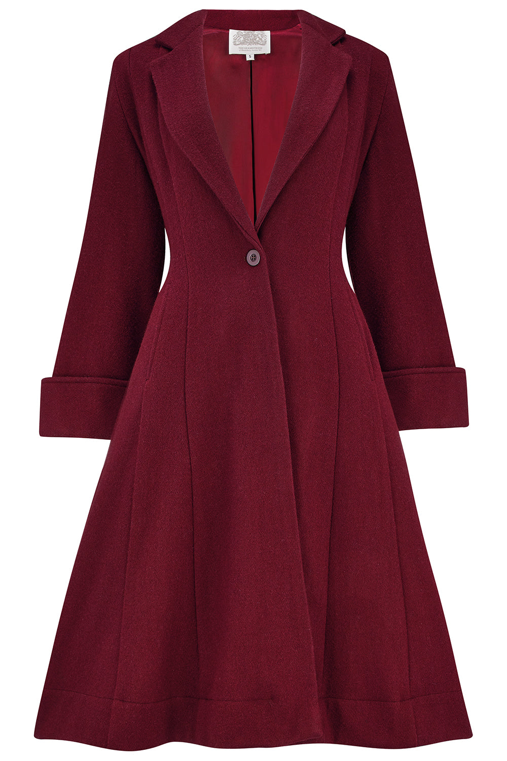 The Elizabeth Coat in Wine, 100% Wool Satin A Classic