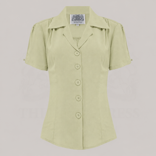 "Grace" Blouse in Pistachio, Authentic & Classic 1940s Vintage Style