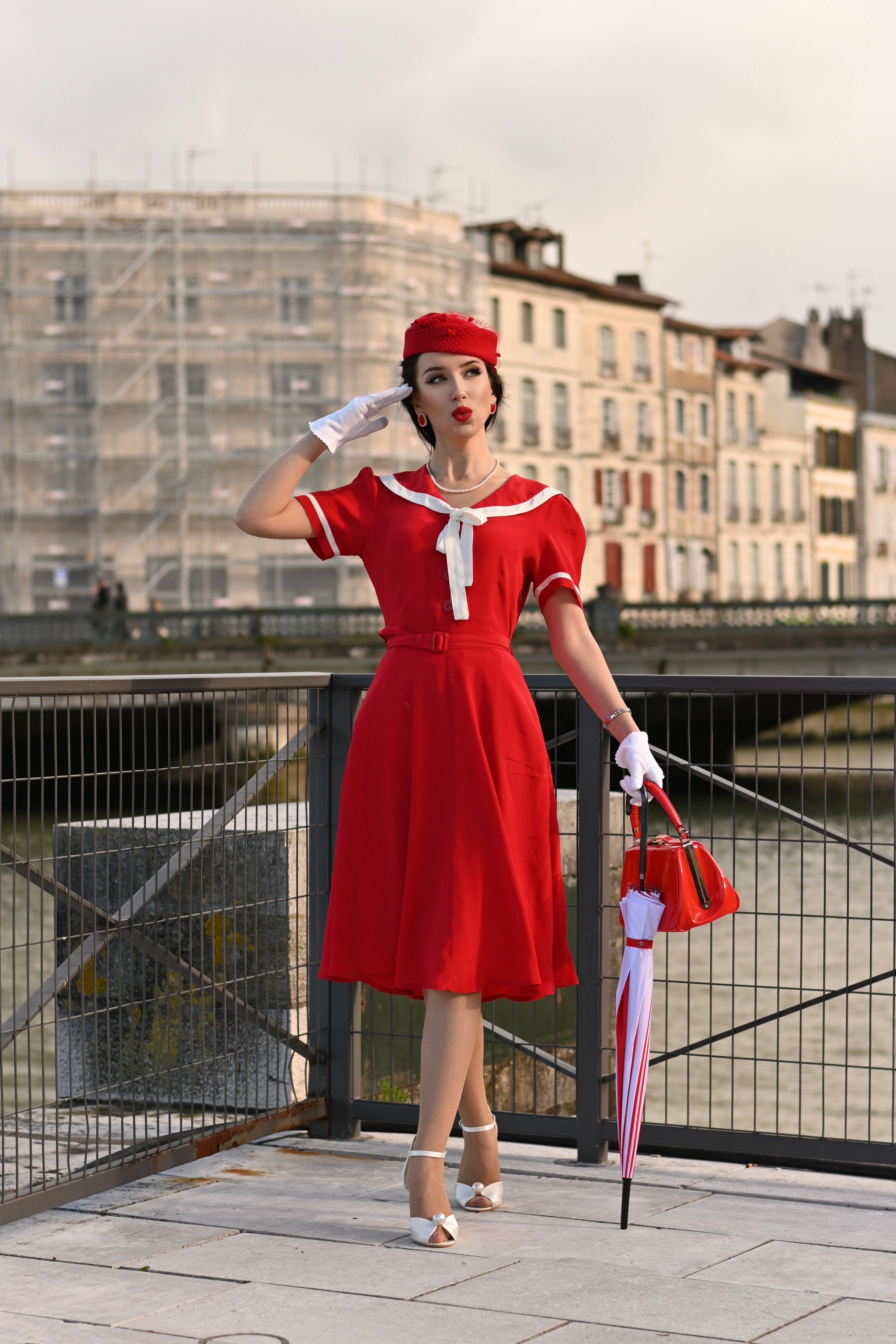 Patti Dress in Lipstick Red | Vintage 1940s Style Sailor Dress Lipstick Red / 14 Patti Dress in Lipstick Red | Vintage 1940s Style Sailor Dress Lipstick Red / 14