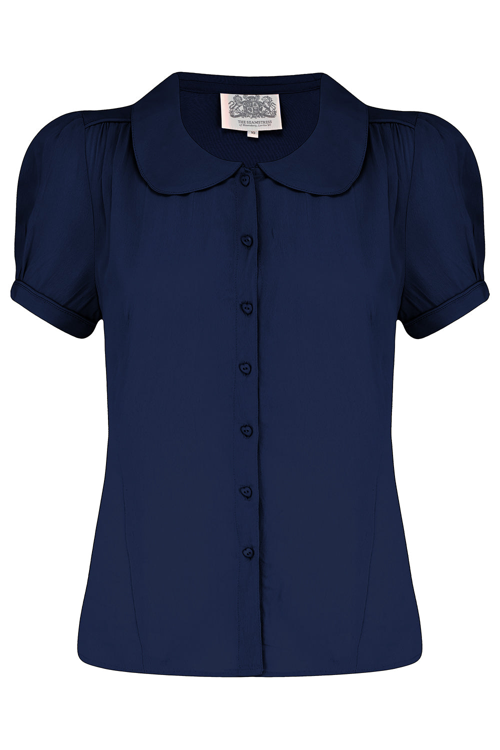 "Jive" Short Sleeve Blouse in French Navy, Classic 1940s Vintage Style
