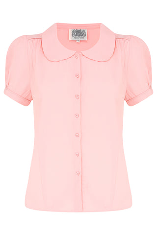 "Jive" Short Sleeve Blouse in Blossom Pink, Classic 1940s Vintage Style