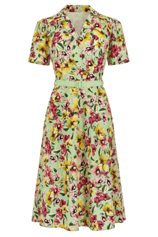 Hemdblusenkleid „Lisa“ mit rotem Karo-Schottenmuster, authentischer Vintage-Stil der 1940er Jahre vom Feinsten