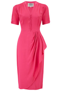 "Mabel" Dress in Raspberry, A Classic 1940s Inspired Vintage Style
