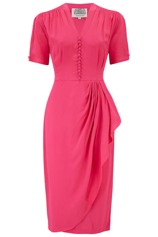 "Mabel" Dress in Raspberry, A Classic 1940s Inspired Vintage Style - CC41, Goodwood Revival, Twinwood Festival, Viva Las Vegas Rockabilly Weekend Rock n Romance The Seamstress of Bloomsbury