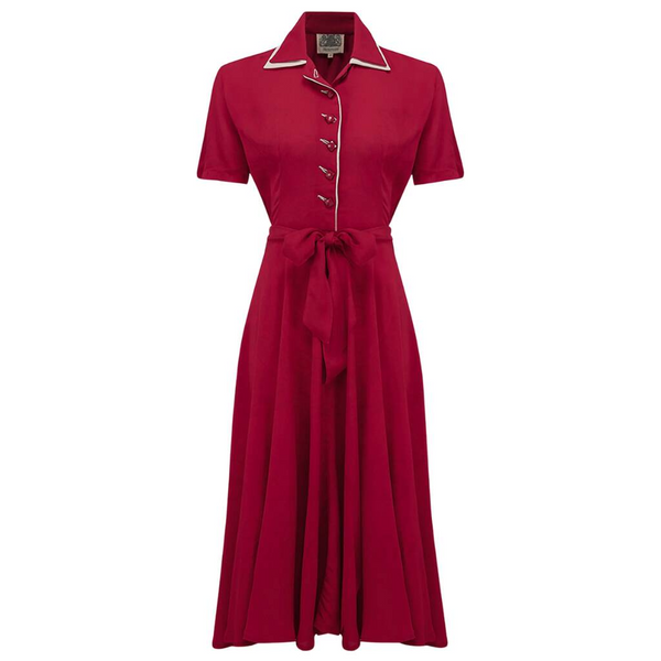 Mae Tea Dress in Wine with Cream Contrasts Seamstress of Bloomsbury ...