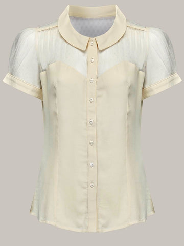 "Florance" Blouse in Cream, Classic & Authentic 1940s Vintage Inspired Style - CC41, Goodwood Revival, Twinwood Festival, Viva Las Vegas Rockabilly Weekend Rock n Romance The Seamstress Of Bloomsbury