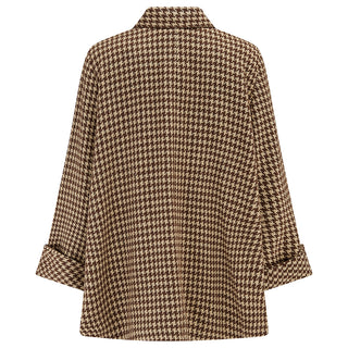 Swing Jacket in Brown Houndstooth, Vintage 1940s Cape Style Inspired Over Coat