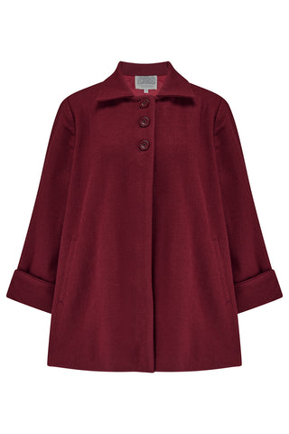Swing Jacket in Wine, Vintage 1940s Cape Style Inspired Over Coat