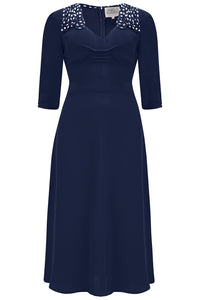 "Veronica" French Navy, A Classic 1940s Inspired Vintage Style By The Seamstress Of Bloomsbury - CC41, Goodwood Revival, Twinwood Festival, Viva Las Vegas Rockabilly Weekend Rock n Romance The Seamstress of Bloomsbury