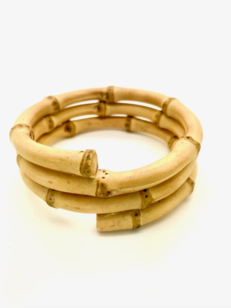 1950s Tiki Retro Rockabilly Triple Twist Natural Bamboo Bangle - True and authentic vintage style clothing, inspired by the Classic styles of CC41 , WW2 and the fun 1950s RocknRoll era, for everyday wear plus events like Goodwood Revival, Twinwood Festival and Viva Las Vegas Rockabilly Weekend Rock n Romance Rock n Romance