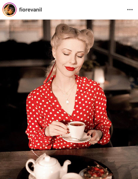 "Clarice" Long Sleeve Blouse in Red with Polka Dots, Classic 1940s Vintage Style Inspired - CC41, Goodwood Revival, Twinwood Festival, Viva Las Vegas Rockabilly Weekend Rock n Romance The Seamstress Of Bloomsbury
