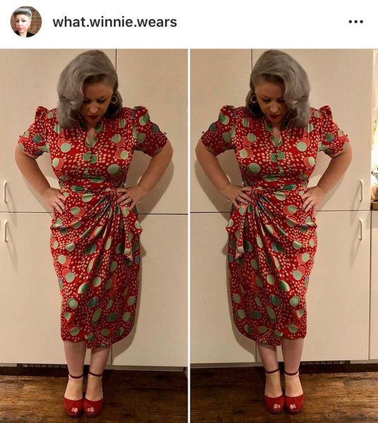 "Mabel" Dress in Atomic Print Satin, A Classic 1940s Inspired Vintage Style - CC41, Goodwood Revival, Twinwood Festival, Viva Las Vegas Rockabilly Weekend Rock n Romance The Seamstress of Bloomsbury