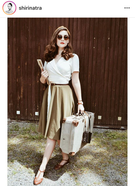 "Greta" Wrap Blouse in Cream, Classic Authentic Style 1940's Blouse - CC41, Goodwood Revival, Twinwood Festival, Viva Las Vegas Rockabilly Weekend Rock n Romance The Seamstress Of Bloomsbury