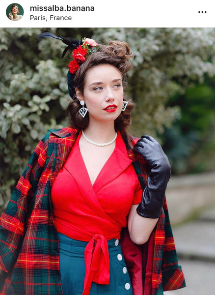 "Greta" Wrap Blouse in Red, Classic & Authentic 1940s Vintage Inspired Style - CC41, Goodwood Revival, Twinwood Festival, Viva Las Vegas Rockabilly Weekend Rock n Romance The Seamstress Of Bloomsbury