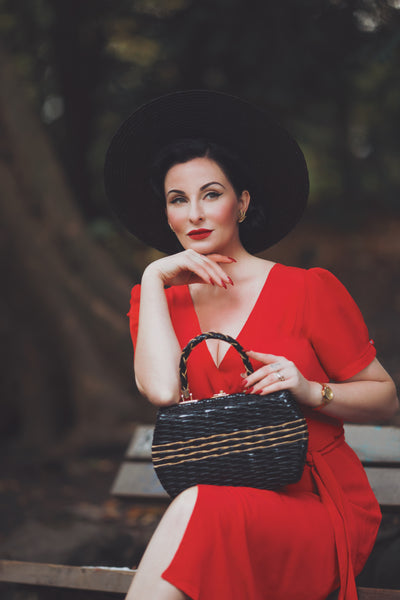 "Lilian" Dress in Red, Classic & Authentic 1940s Vintage Style At Its Best - CC41, Goodwood Revival, Twinwood Festival, Viva Las Vegas Rockabilly Weekend Rock n Romance The Seamstress Of Bloomsbury
