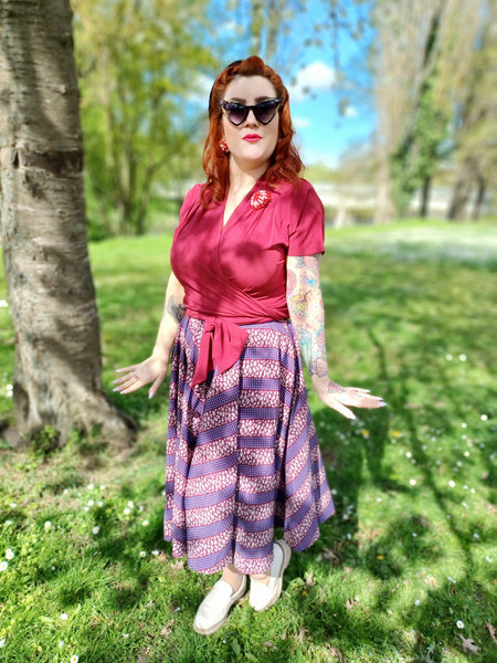 The "Beverly" Button Front Full Circle Skirt with Pockets in Dotty Deco Print, True 1950s Vintage Style - CC41, Goodwood Revival, Twinwood Festival, Viva Las Vegas Rockabilly Weekend Rock n Romance Rock n Romance