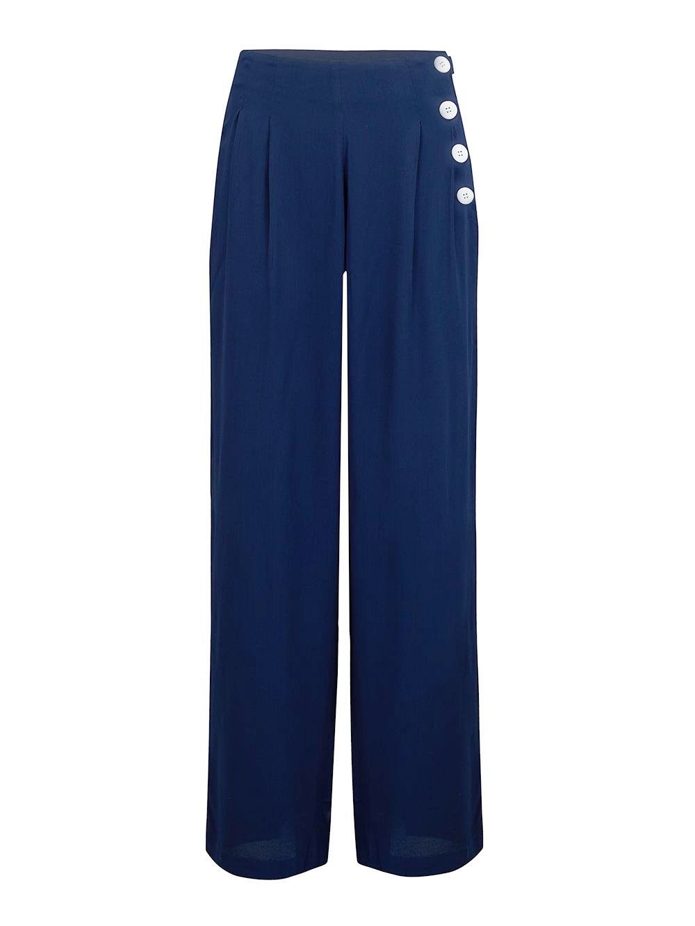 "Audrey" Trousers in Navy Blue, Classic 1940s Vintage Inspired Style - True and authentic vintage style clothing, inspired by the Classic styles of CC41 , WW2 and the fun 1950s RocknRoll era, for everyday wear plus events like Goodwood Revival, Twinwood Festival and Viva Las Vegas Rockabilly Weekend Rock n Romance The Seamstress Of Bloomsbury