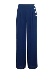 "Audrey" Trousers in Navy Blue, Classic 1940s Vintage Inspired Style - CC41, Goodwood Revival, Twinwood Festival, Viva Las Vegas Rockabilly Weekend Rock n Romance The Seamstress Of Bloomsbury