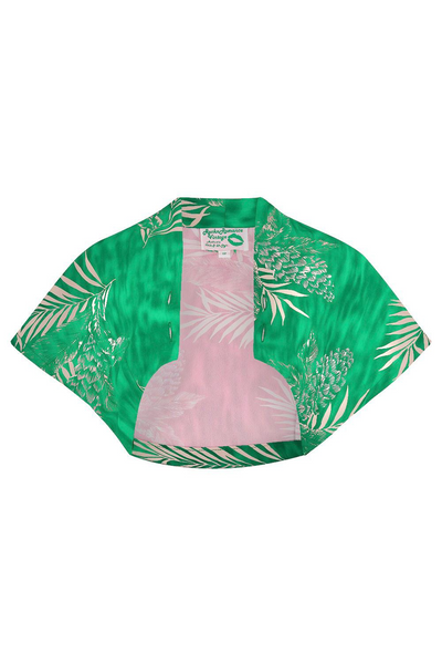 The "Ayda" 2pc Dress & Detachable Shrug Bolero Set In Emerald Palm, True Vintage Style - CC41, Goodwood Revival, Twinwood Festival, Viva Las Vegas Rockabilly Weekend Rock n Romance Rock n Romance