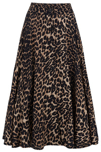 The "Beverly" Button Front Full Circle Skirt with Pockets in Leopard Print, True 1950s Vintage Style - True and authentic vintage style clothing, inspired by the Classic styles of CC41 , WW2 and the fun 1950s RocknRoll era, for everyday wear plus events like Goodwood Revival, Twinwood Festival and Viva Las Vegas Rockabilly Weekend Rock n Romance Rock n Romance