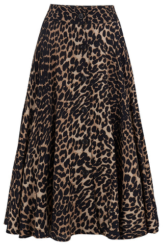 The "Beverly" Button Front Full Circle Skirt with Pockets in Leopard Print, True 1950s Vintage Style - CC41, Goodwood Revival, Twinwood Festival, Viva Las Vegas Rockabilly Weekend Rock n Romance Rock n Romance