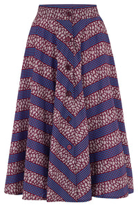 The "Beverly" Button Front Full Circle Skirt with Pockets in Dotty Deco Print, True 1950s Vintage Style - True and authentic vintage style clothing, inspired by the Classic styles of CC41 , WW2 and the fun 1950s RocknRoll era, for everyday wear plus events like Goodwood Revival, Twinwood Festival and Viva Las Vegas Rockabilly Weekend Rock n Romance Rock n Romance
