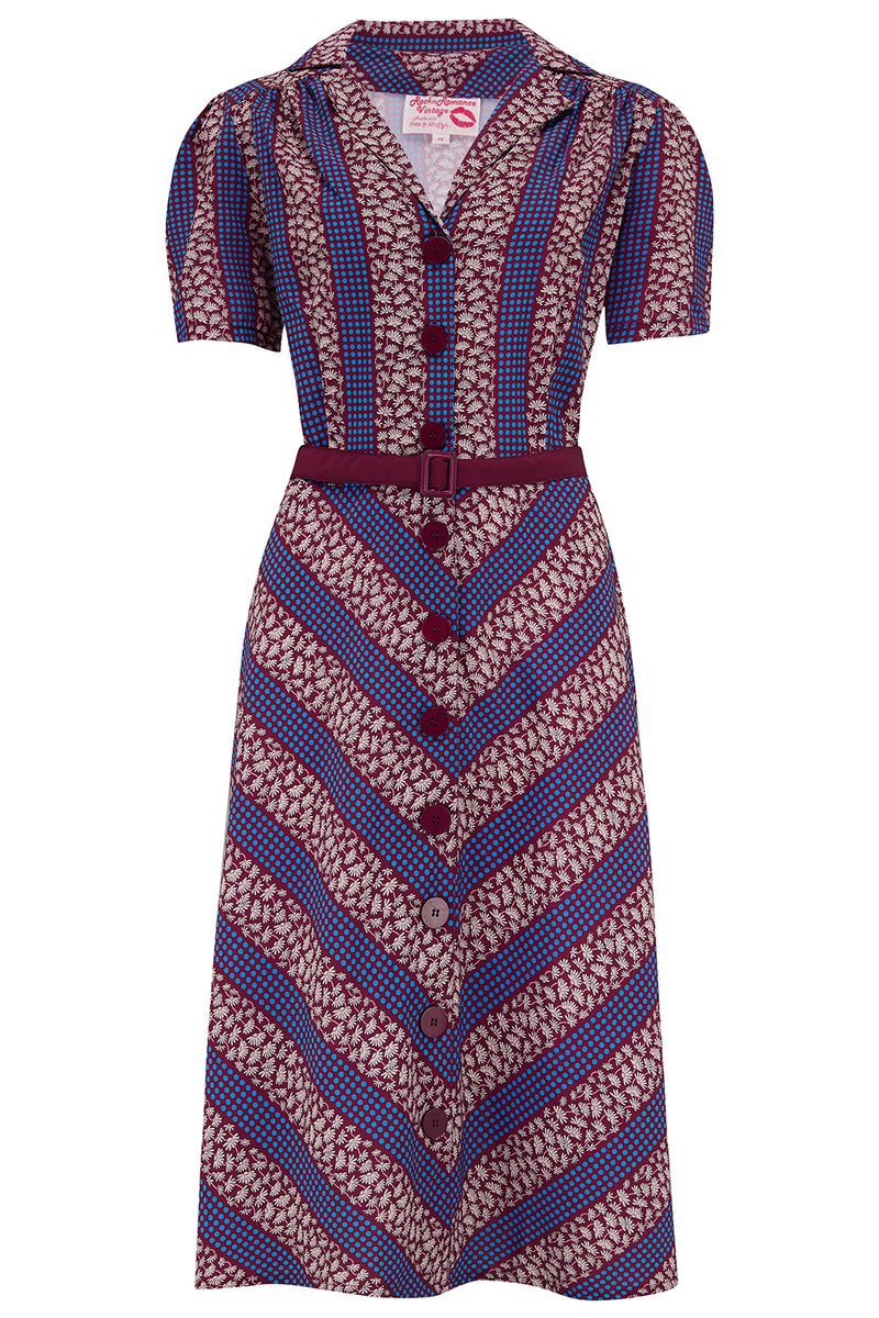 Charlene Shirtwaister Dress in Solid Wine, Classic True 1950s Vintage Style main image 1