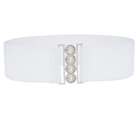 Retro Rockabilly Cinch Belt in White - True and authentic vintage style clothing, inspired by the Classic styles of CC41 , WW2 and the fun 1950s RocknRoll era, for everyday wear plus events like Goodwood Revival, Twinwood Festival and Viva Las Vegas Rockabilly Weekend Rock n Romance Rock n Romance