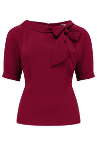 Cindy Blouse In Wine , Classic 1940s Vintage Inspired Style - True and authentic vintage style clothing, inspired by the Classic styles of CC41 , WW2 and the fun 1950s RocknRoll era, for everyday wear plus events like Goodwood Revival, Twinwood Festival and Viva Las Vegas Rockabilly Weekend Rock n Romance The Seamstress Of Bloomsbury